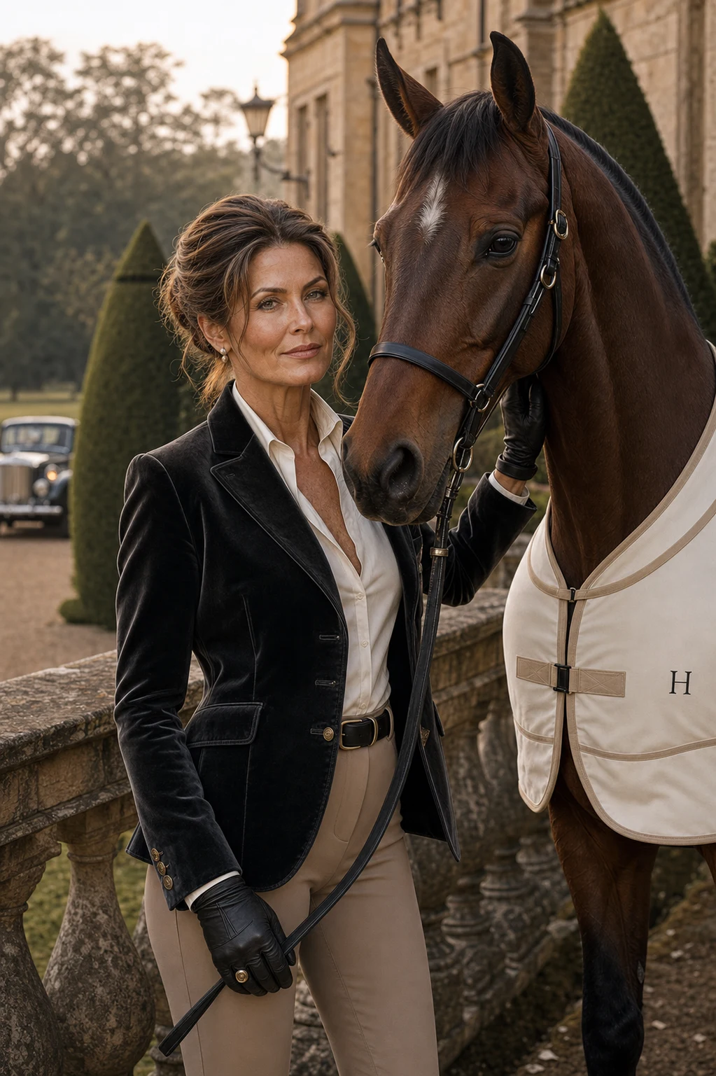 Lady Joanne McLeod-Hestpace with her horse at the family estate